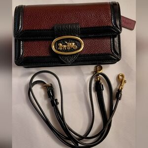 Coach Riley Crossbody Bag 79668 Brass/Oxblood/Black Colorblock Leather